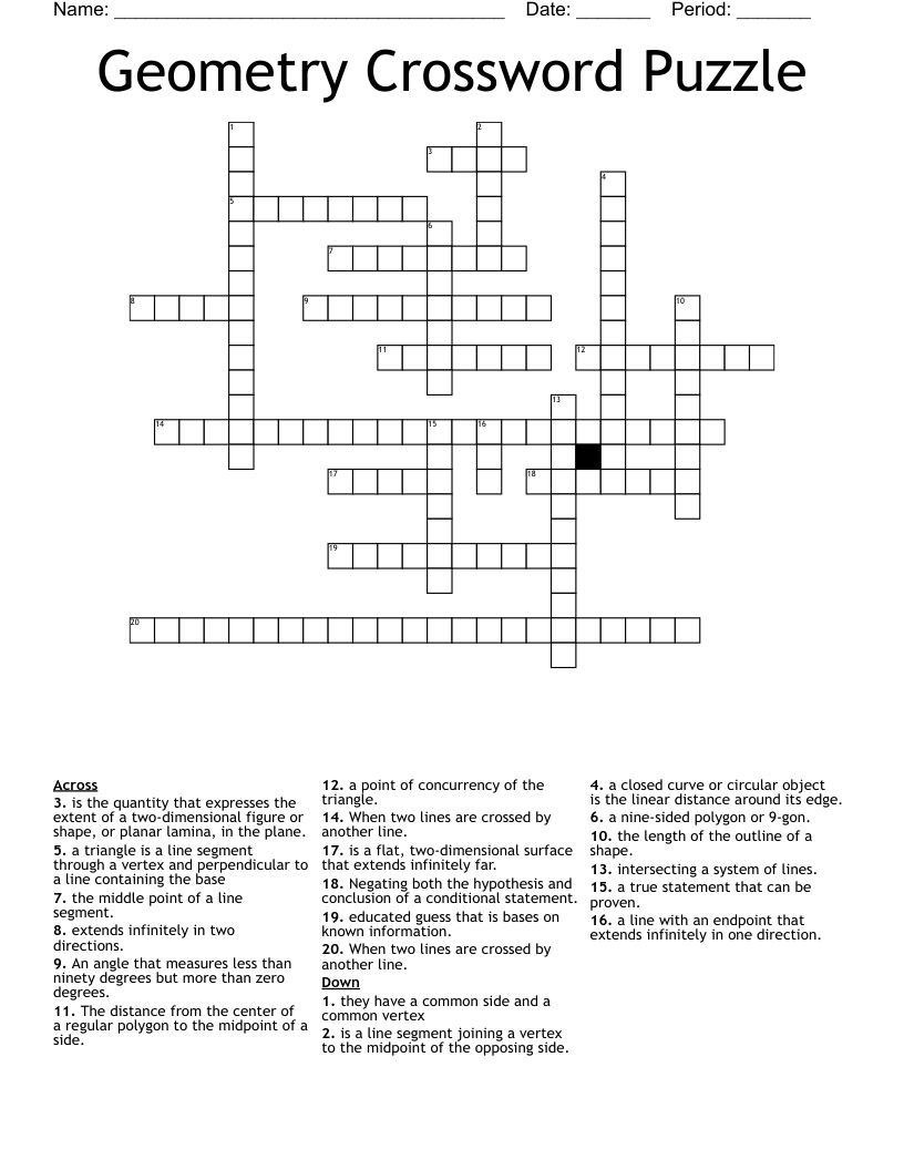 Geometry Crossword Puzzle