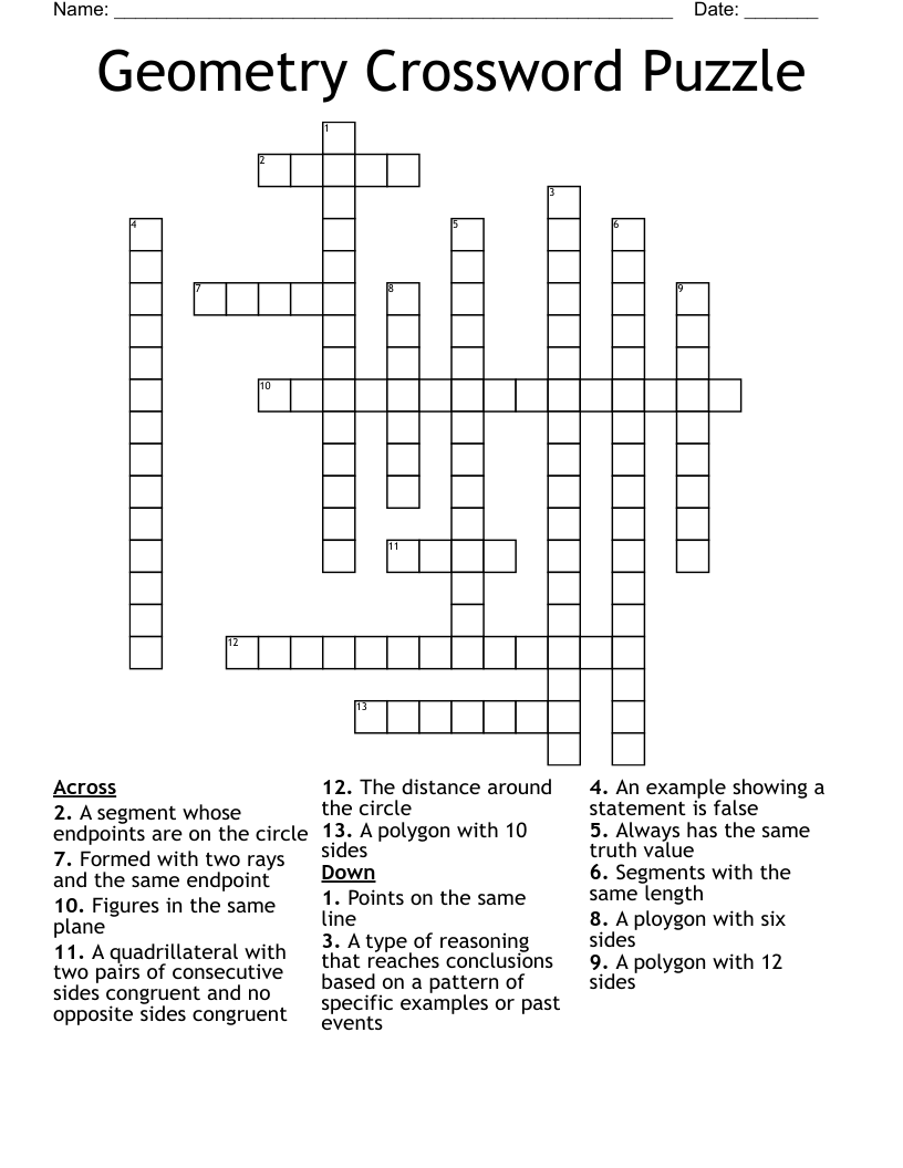 Geometry Crossword Puzzle