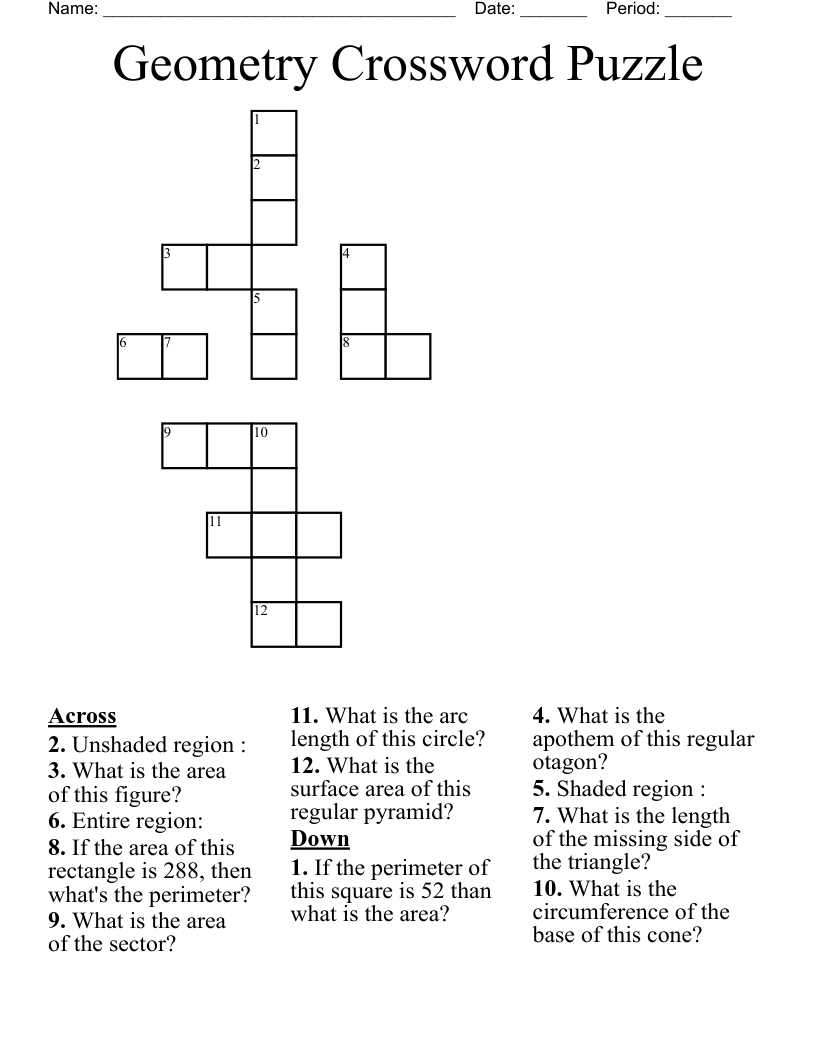 Geometry Crossword Puzzle