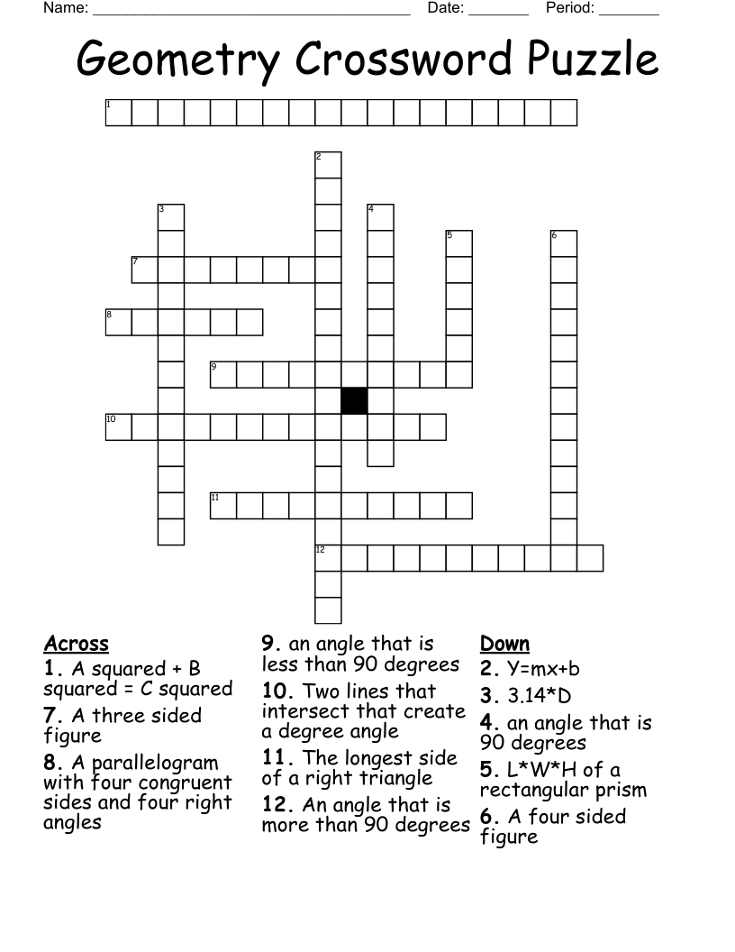 Geometry Crossword Puzzle
