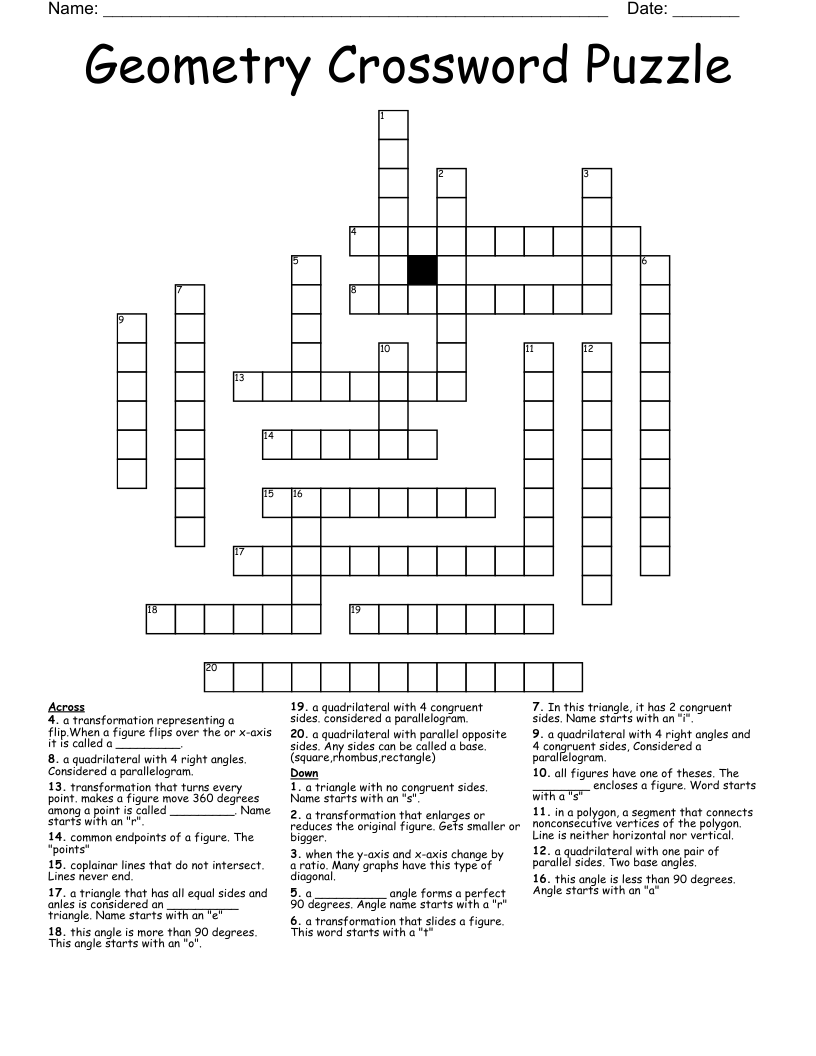 Geometry Crossword Puzzle