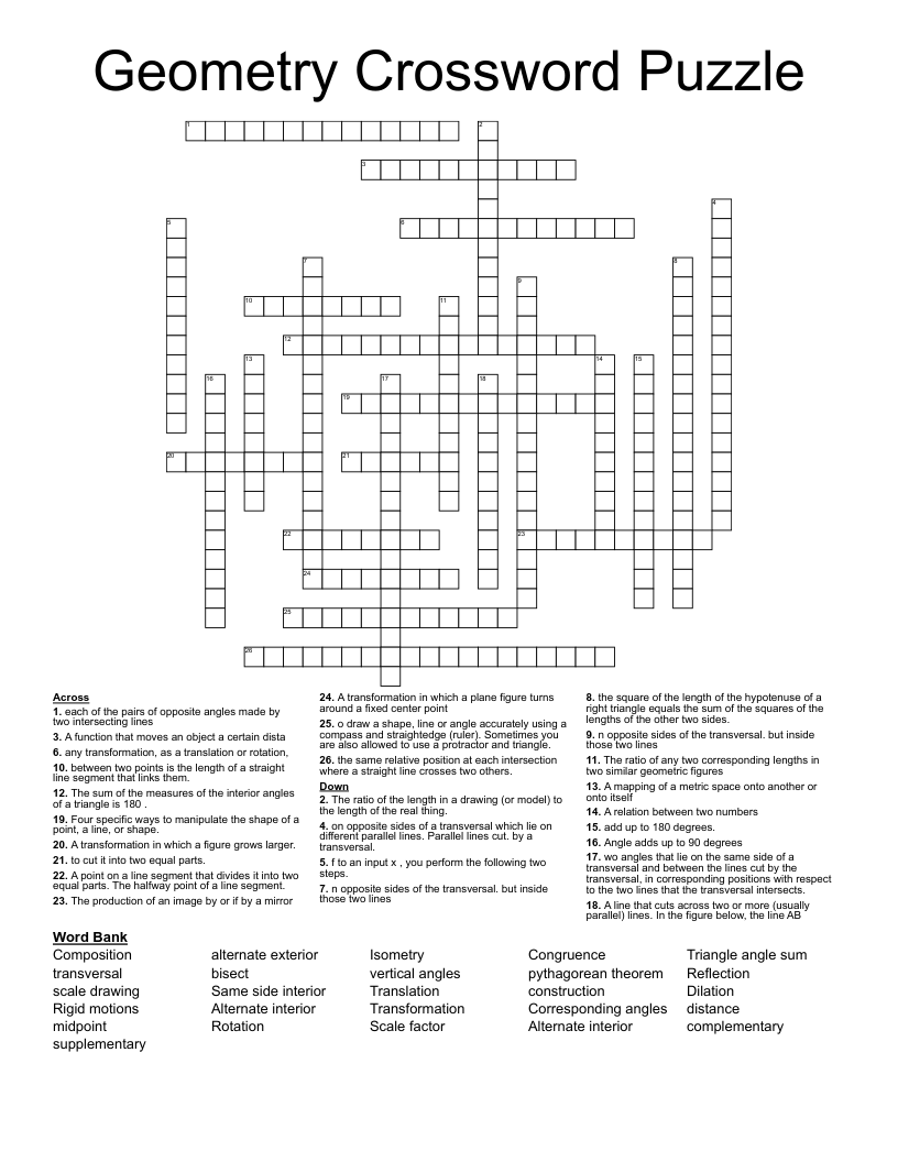 Geometry Crossword Puzzle