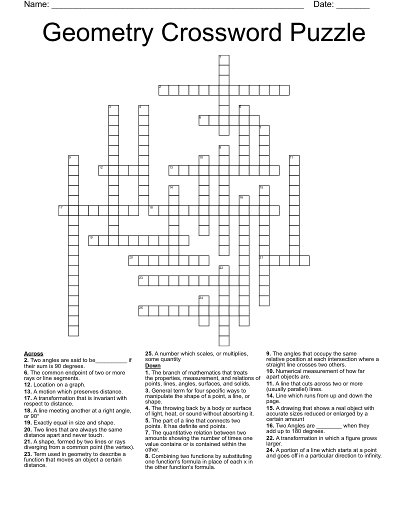 Geometry Crossword Puzzle