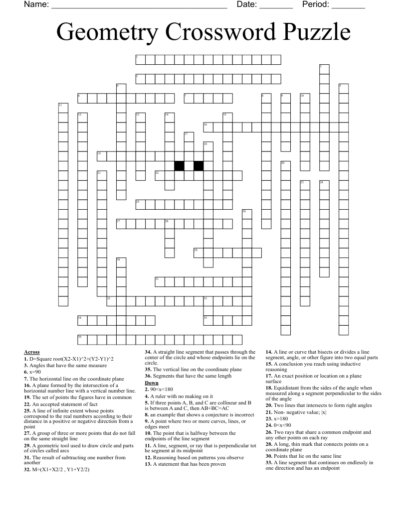 Geometry Crossword Puzzle