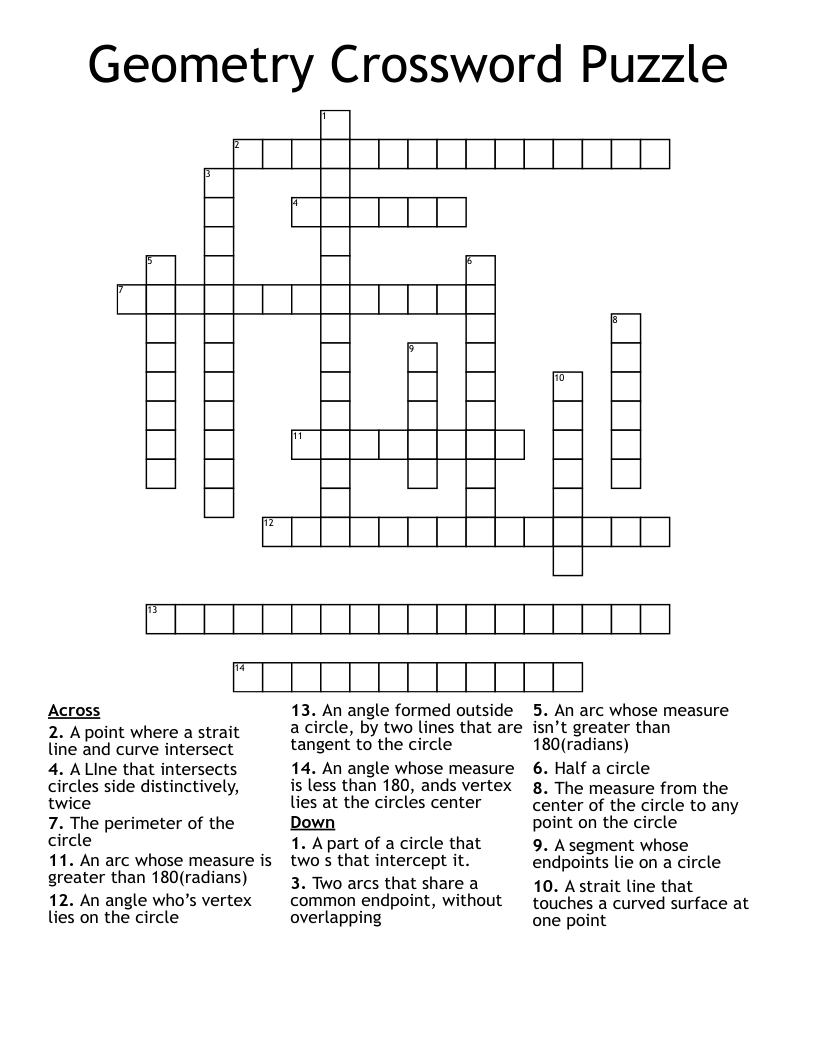 Geometry Crossword Puzzle