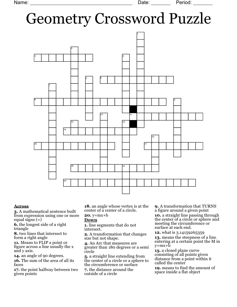 Geometry Crossword Puzzle