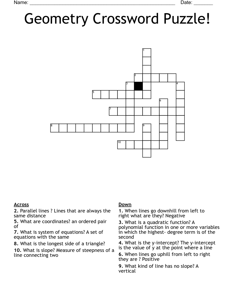 Geometry Crossword Puzzle!