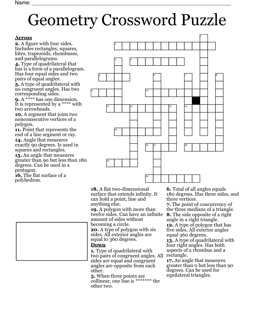 Geometry Crossword Puzzle