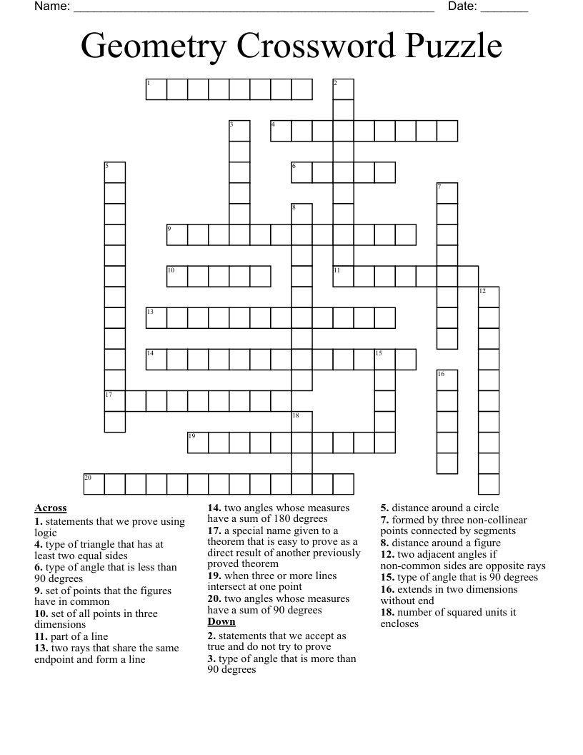 Geometry Crossword Puzzle