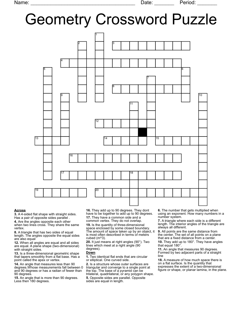 Geometry Crossword Puzzle