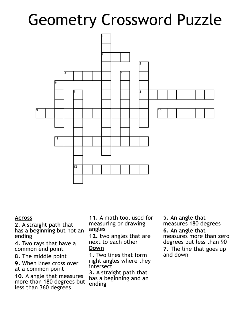 Geometry Crossword Puzzle 