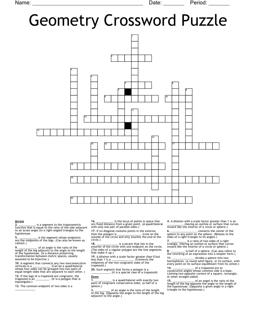 Geometry Crossword Puzzle 