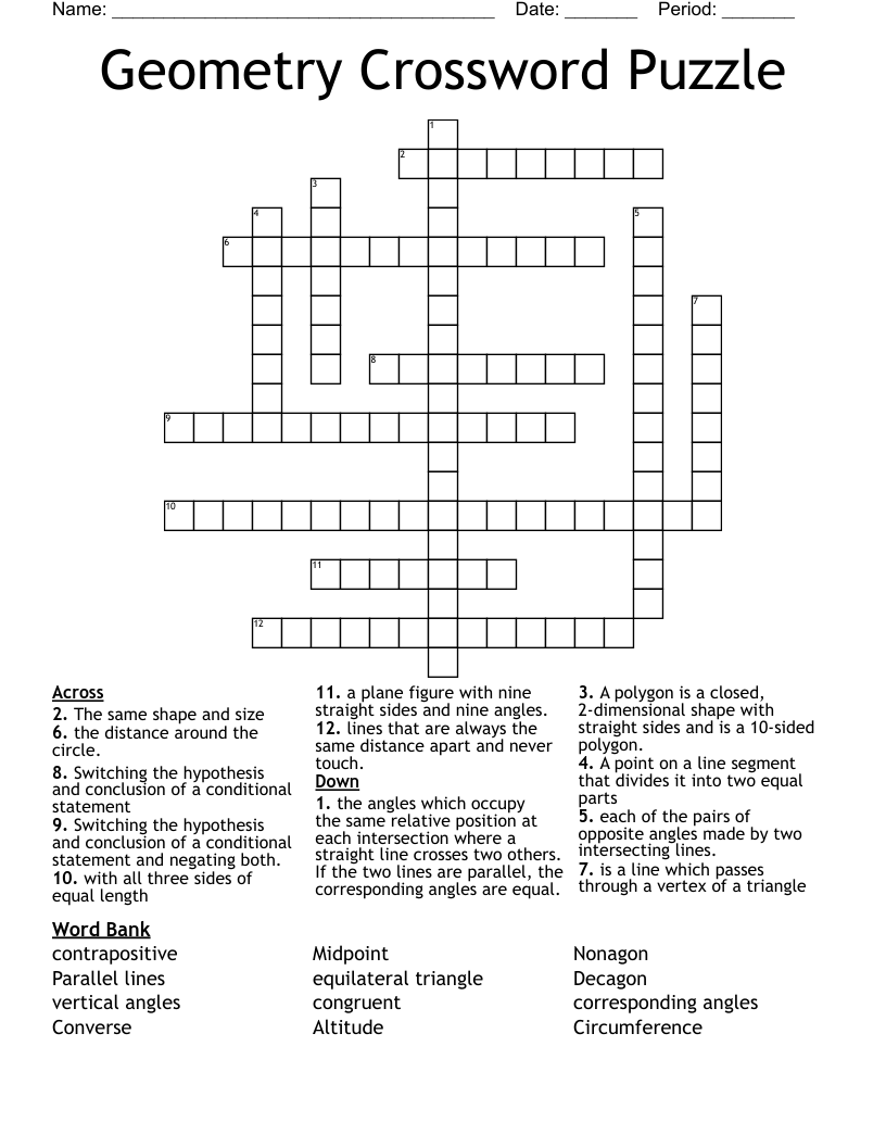 Geometry Crossword Puzzle 