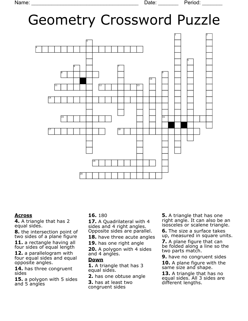 Geometry Crossword Puzzle 