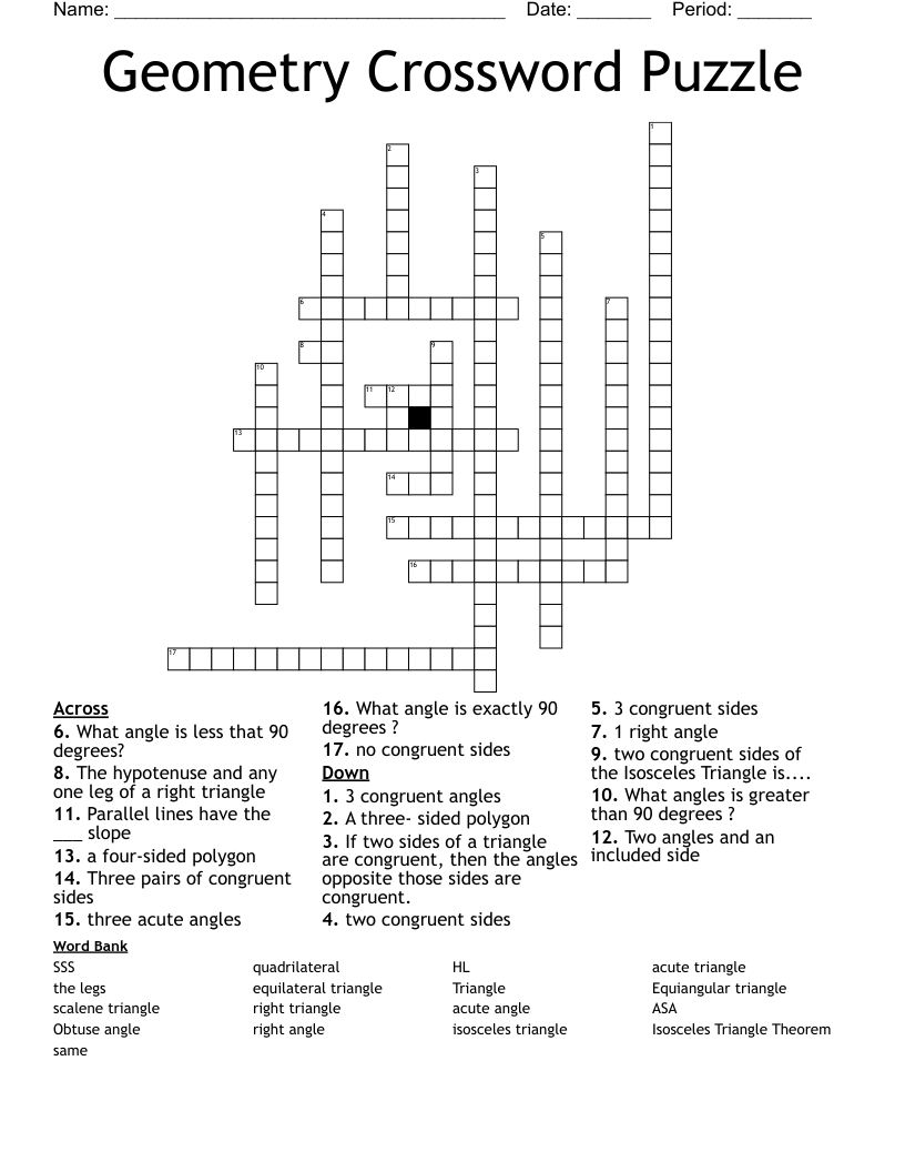 Geometry Crossword Puzzle 