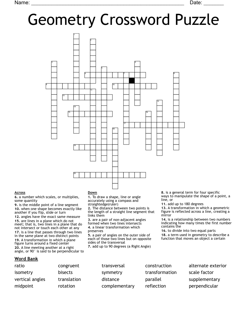 Geometry Crossword Puzzle 