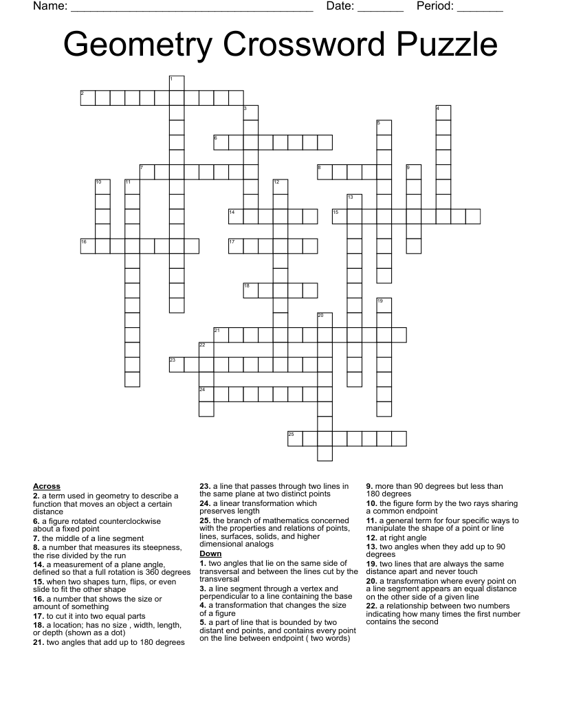 Geometry Crossword Puzzle 