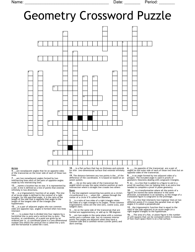 Geometry Crossword Puzzle  