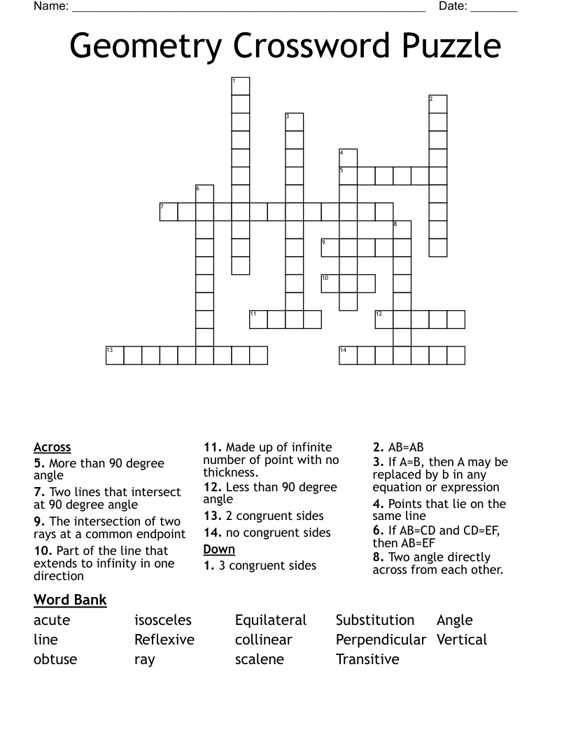 Geometry Crossword Puzzle  