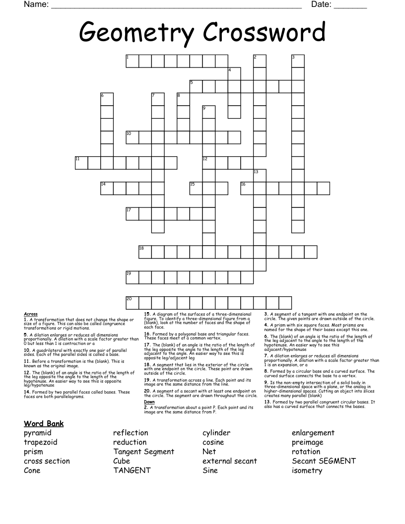 Geometry Crossword 