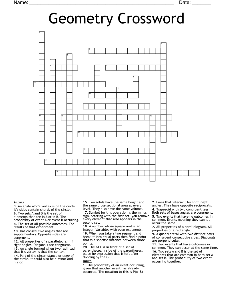 Geometry Crossword 