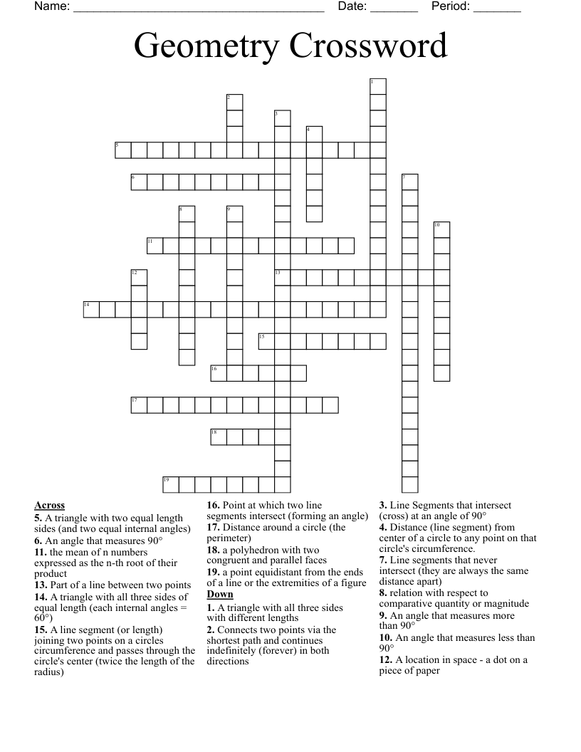 Geometry Crossword 