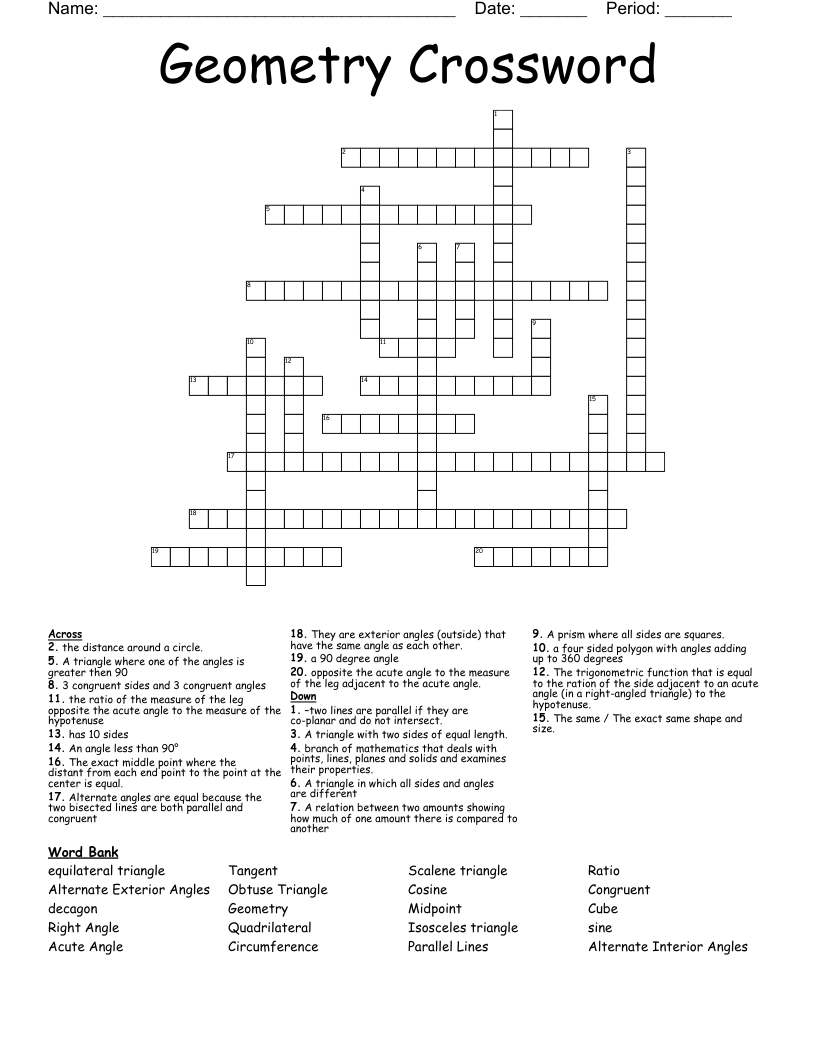 Geometry Crossword 