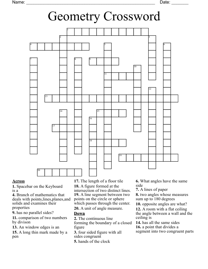 Geometry Crossword 