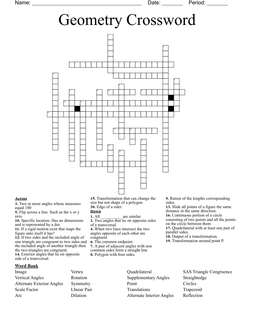 Geometry Crossword 