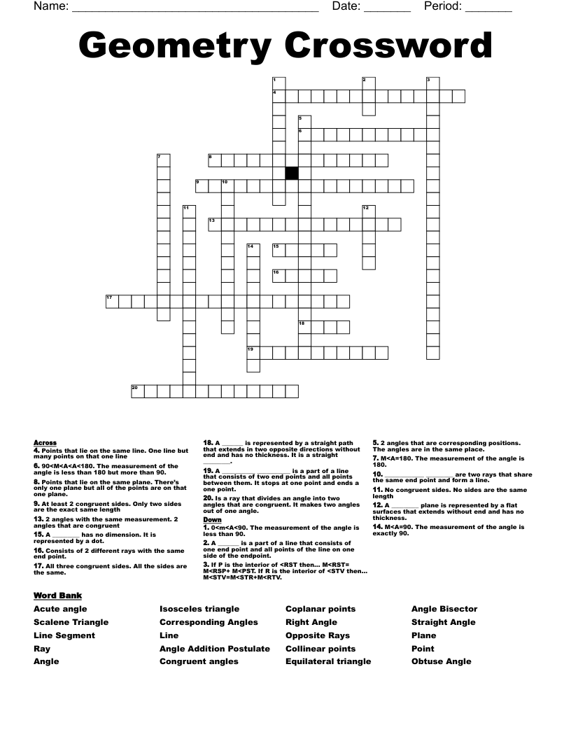 Geometry Crossword 