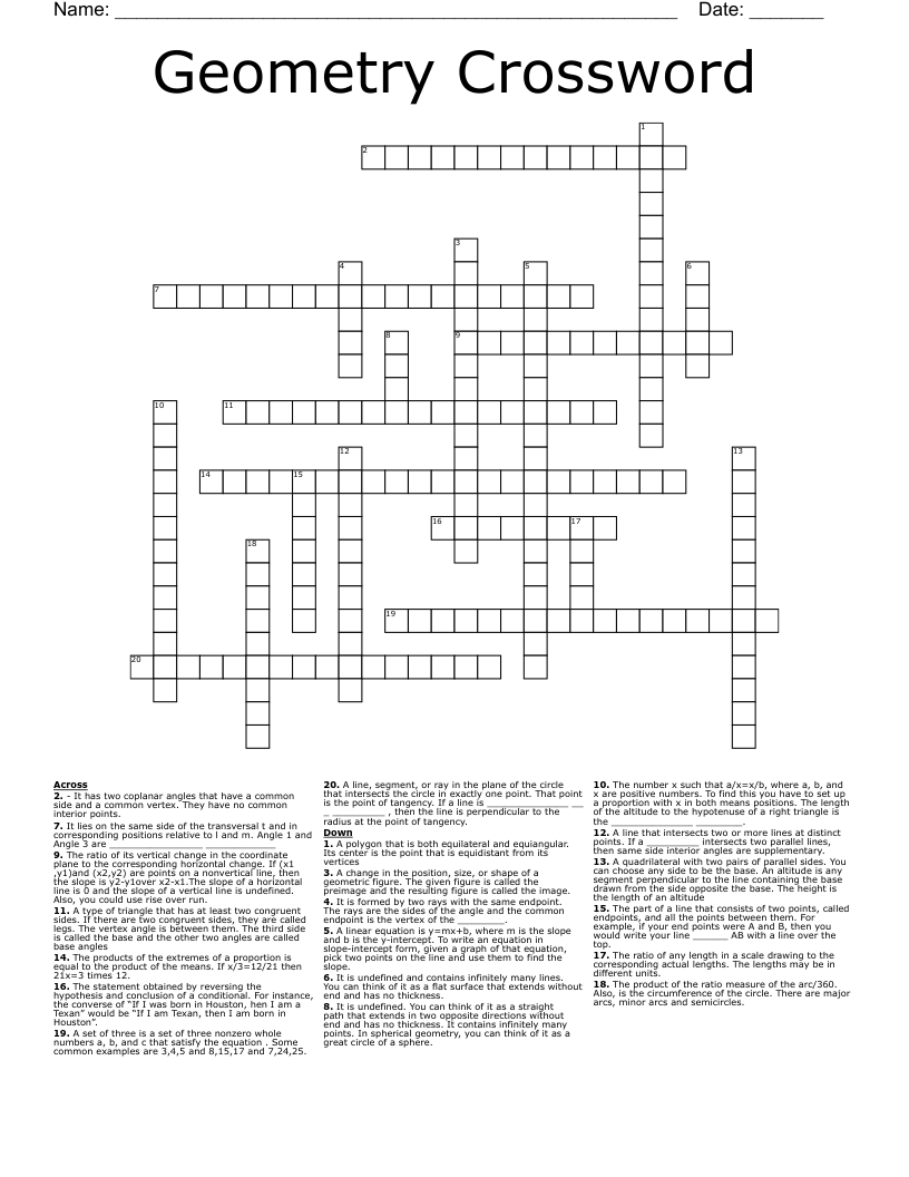 Geometry Crossword 