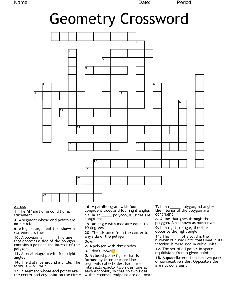 Geometry Crossword 