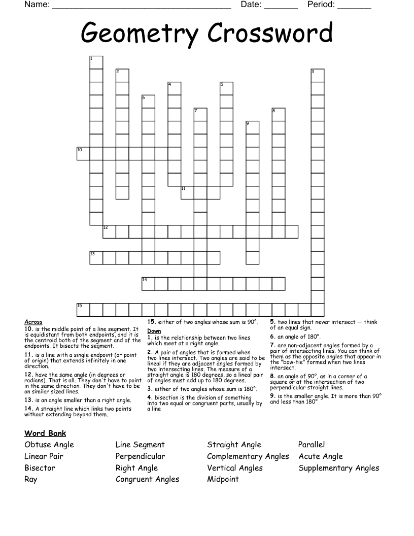 Geometry Crossword  