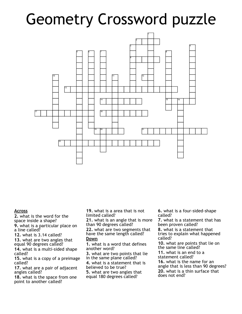Geometry Crossword puzzle
