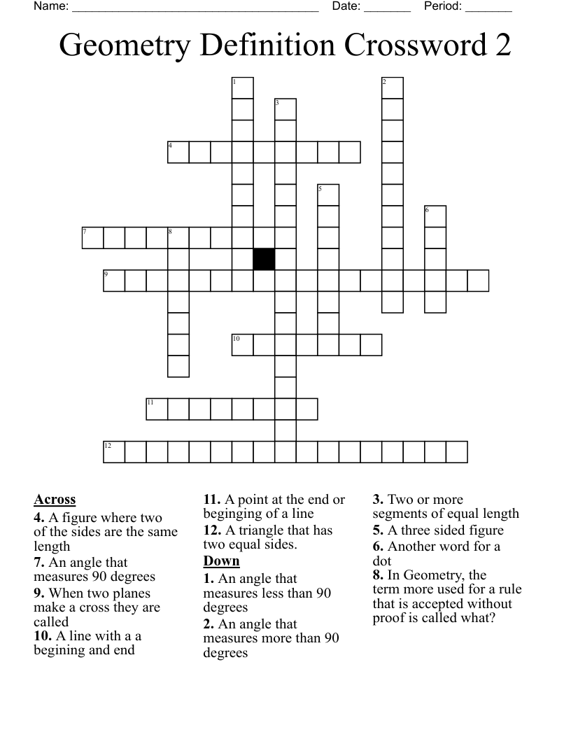 Geometry Definition Crossword 2