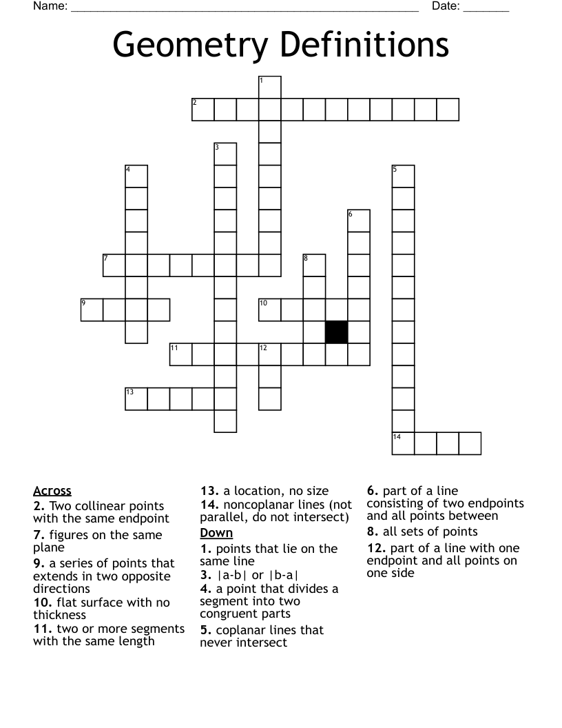 Geometry Definitions Crossword