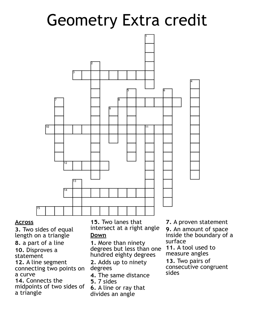 Geometry Extra credit Crossword