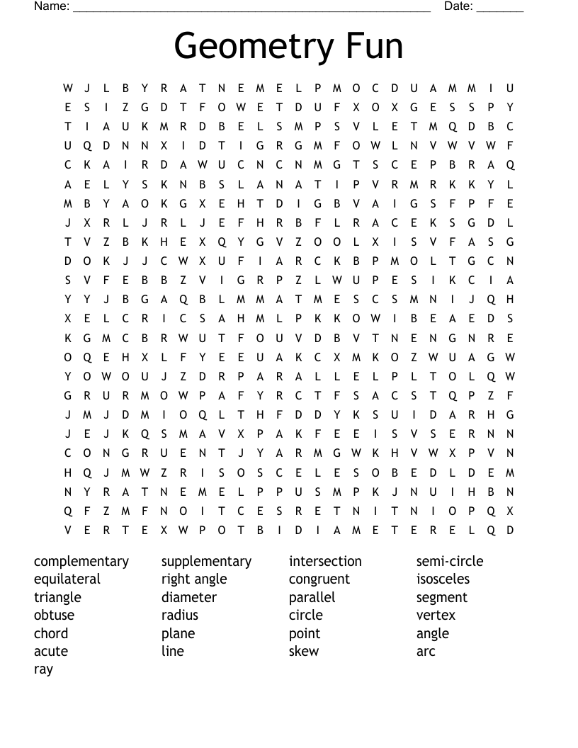 Geometry Fun Word Search