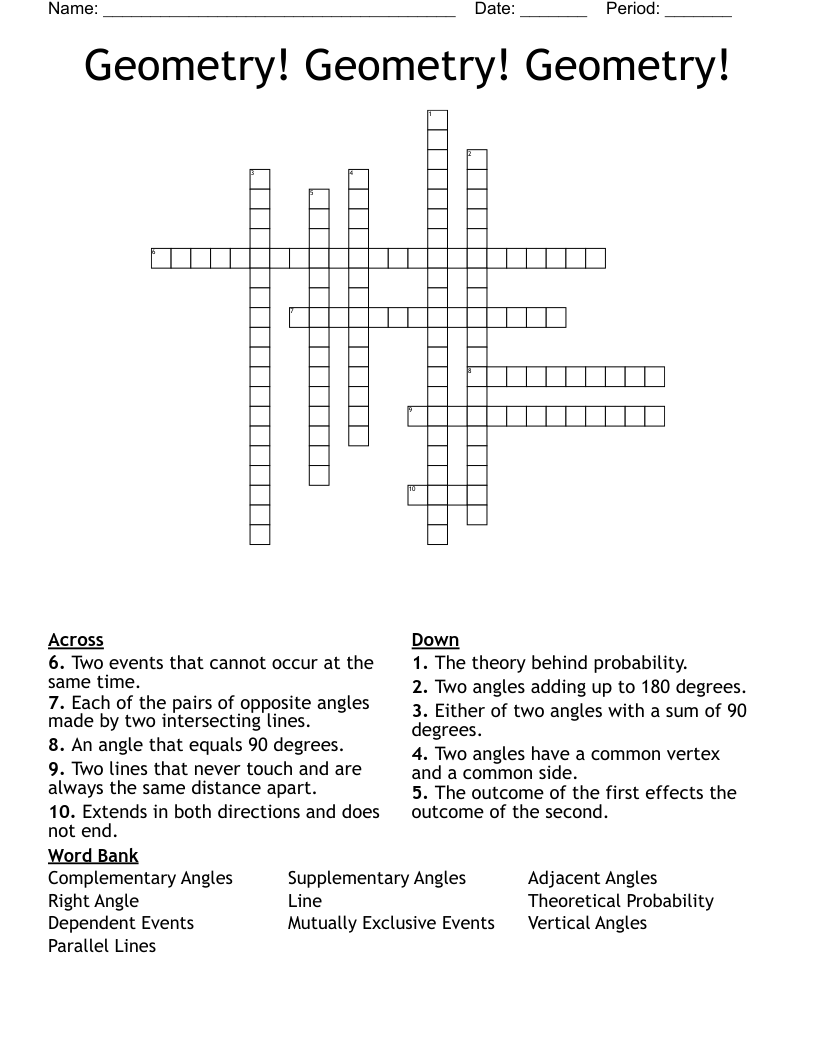 Geometry! Geometry! Geometry! Crossword