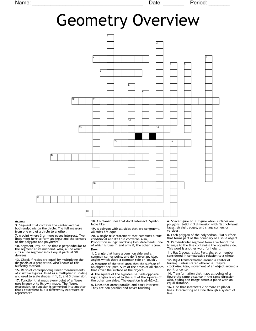 Geometry Overview Crossword