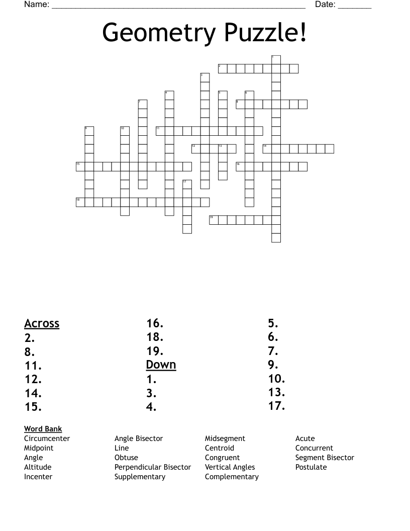 Geometry Puzzle! Crossword