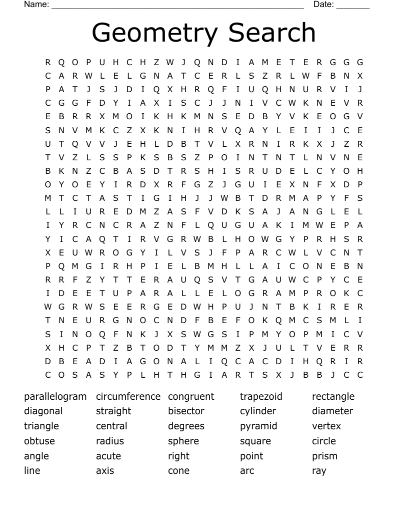 Geometry Search Word Search