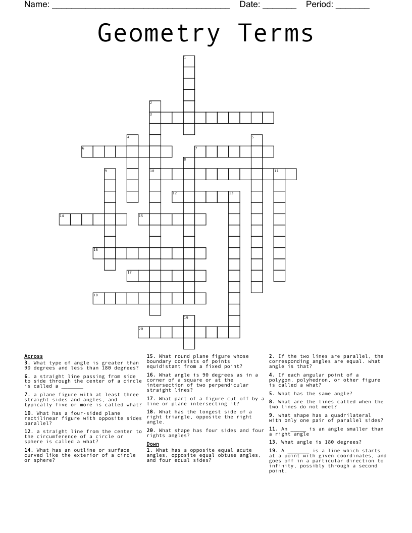 Geometry Terms Crossword