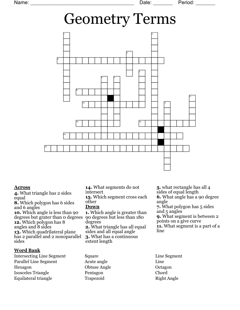 Geometry Terms Crossword
