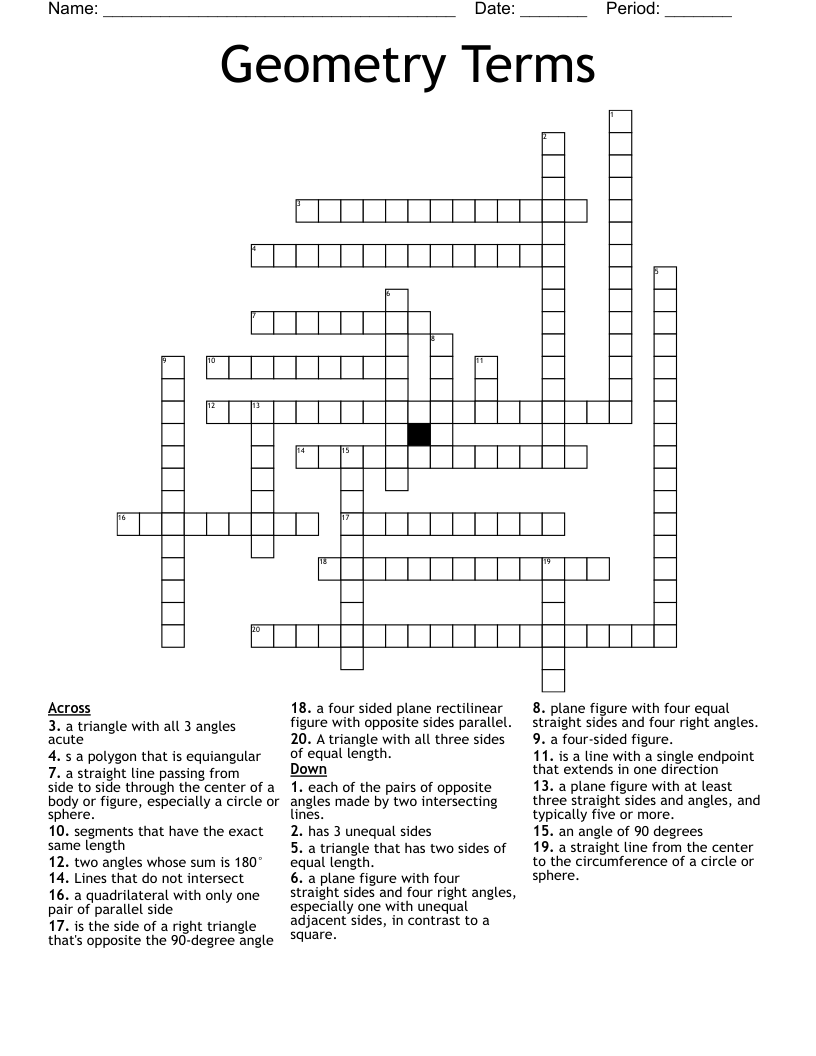 Geometry Terms Crossword