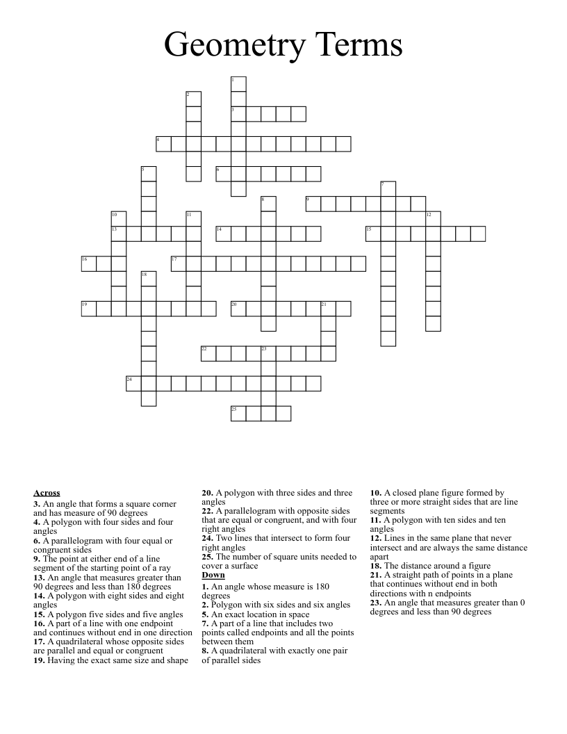 Geometry Terms Crossword
