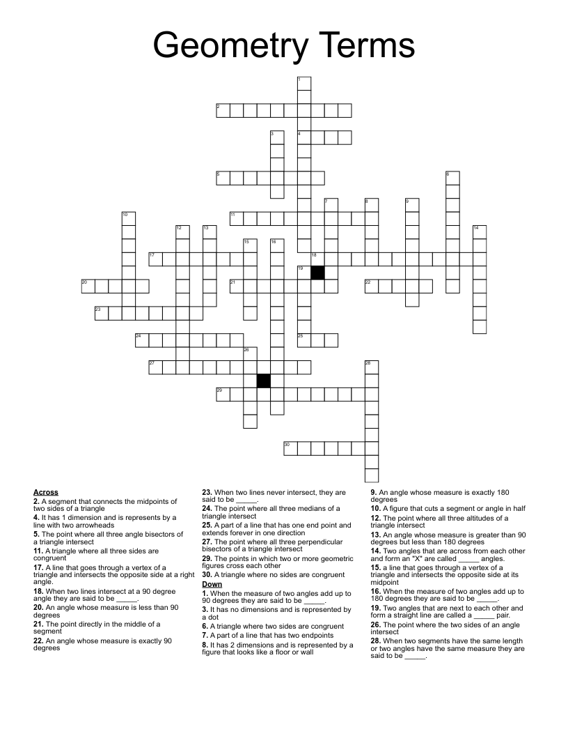 Geometry Terms Crossword