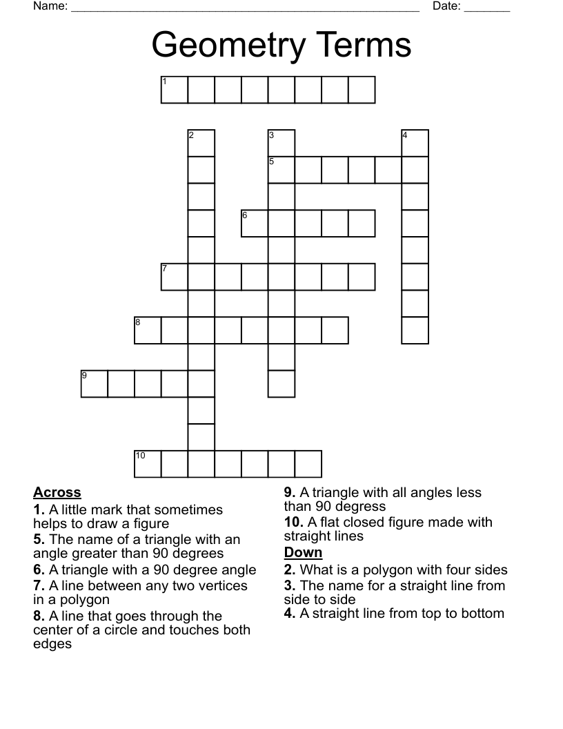 Geometry Terms Crossword