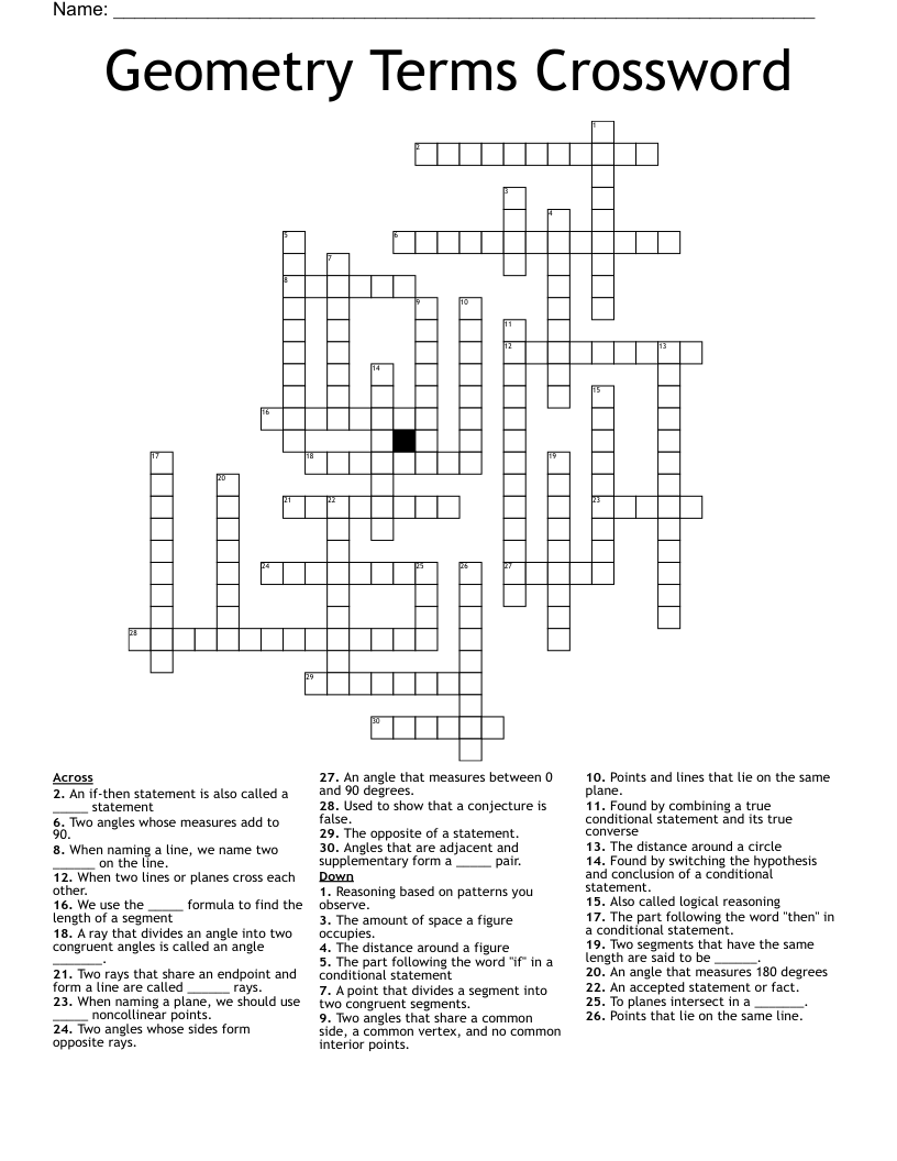 Geometry Terms Crossword