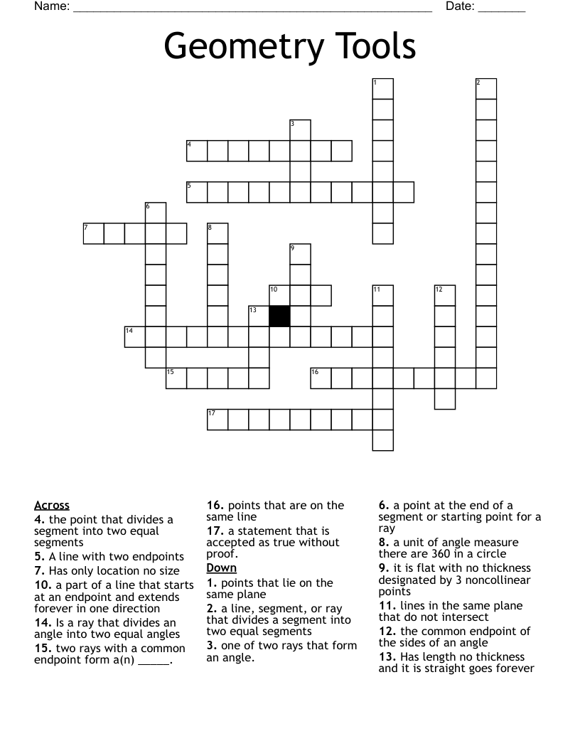 Geometry Tools Crossword